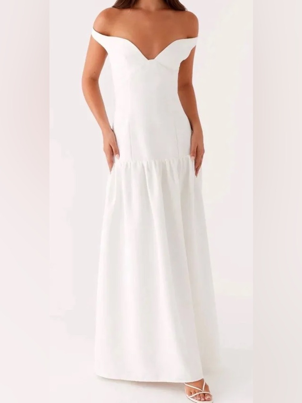 Peppermayo Off-Shoulder White Maxi Gown